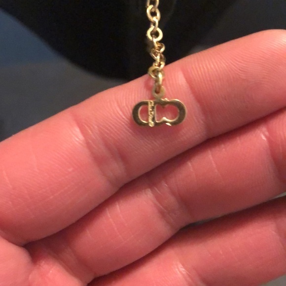 Christian Dior vintage gold tone crystal rhine stone heart knot necklace - Picture 8 of 9